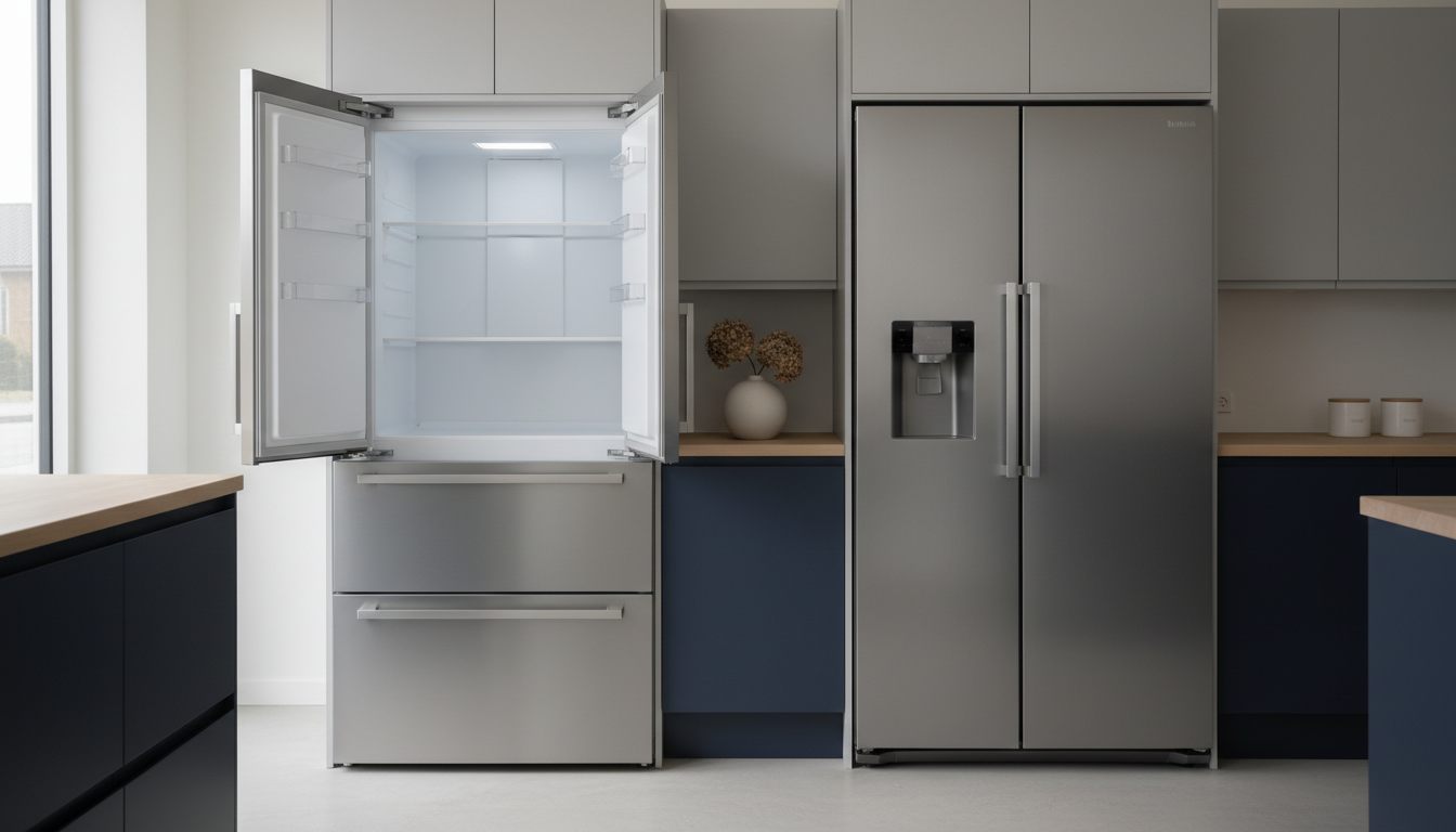 French door og side-by-side amerikansk køleskab side om side