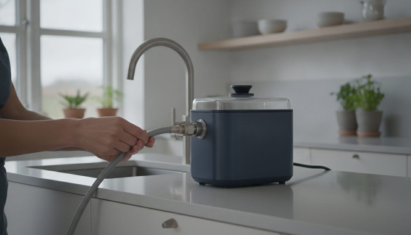 Bordopvaskemaskine tilsluttes vandhanen med adapter