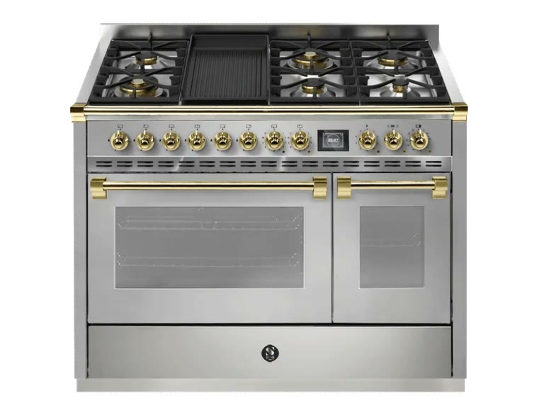 Steel Ascot 120 cm combi-steam gas + BBQ, 2 ovne Steel komfur